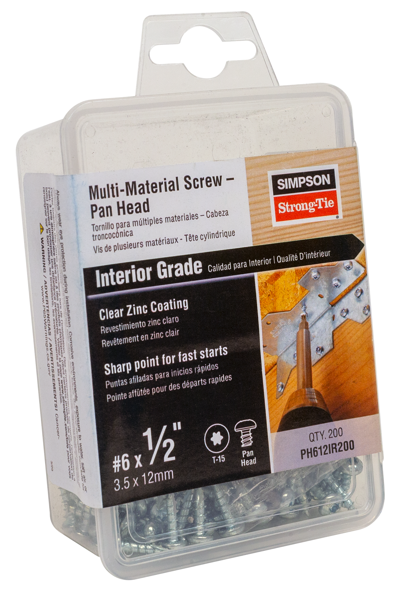 Simpson Strong-Tie PH612IR200 Multi-Material Screw — Pan Head #6 x 1/2 in. (200-Qty)