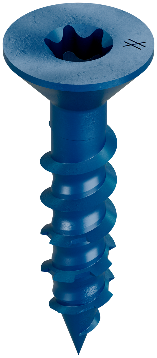 Simpson Strong-Tie TNT25114TFB Titen Turbo™ — 1/4 in. x 1-1/4 in. 6-Lobe Flat-Head Concrete and Masonry Screw, Blue (3000-Qty)