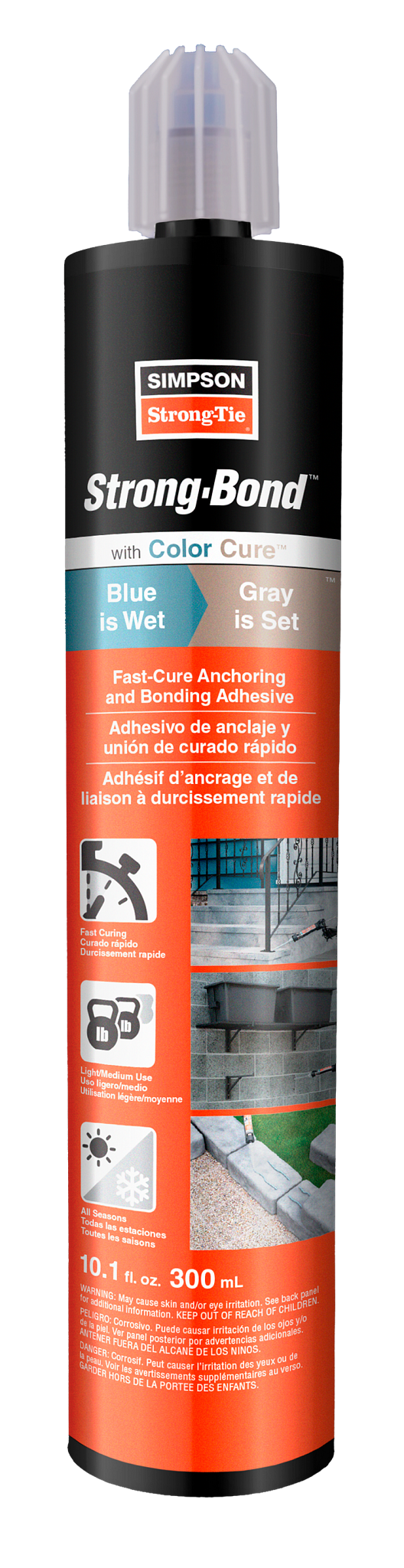 Simpson Strong-Tie STRGBND10 Strong-Bond™ 10.1 oz. Fast Cure Anchoring and Bonding Adhesive Cartridge w/ Nozzle (Pack of 6)