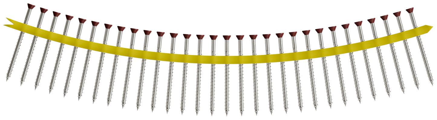 Simpson Strong-Tie DTH212S305RD01 Trim-Head Screw — Sharp Point (Collated) — #7 x 3 in. #2 SQ Type 305, Red 01 (1000-Qty) (Pack of 100)