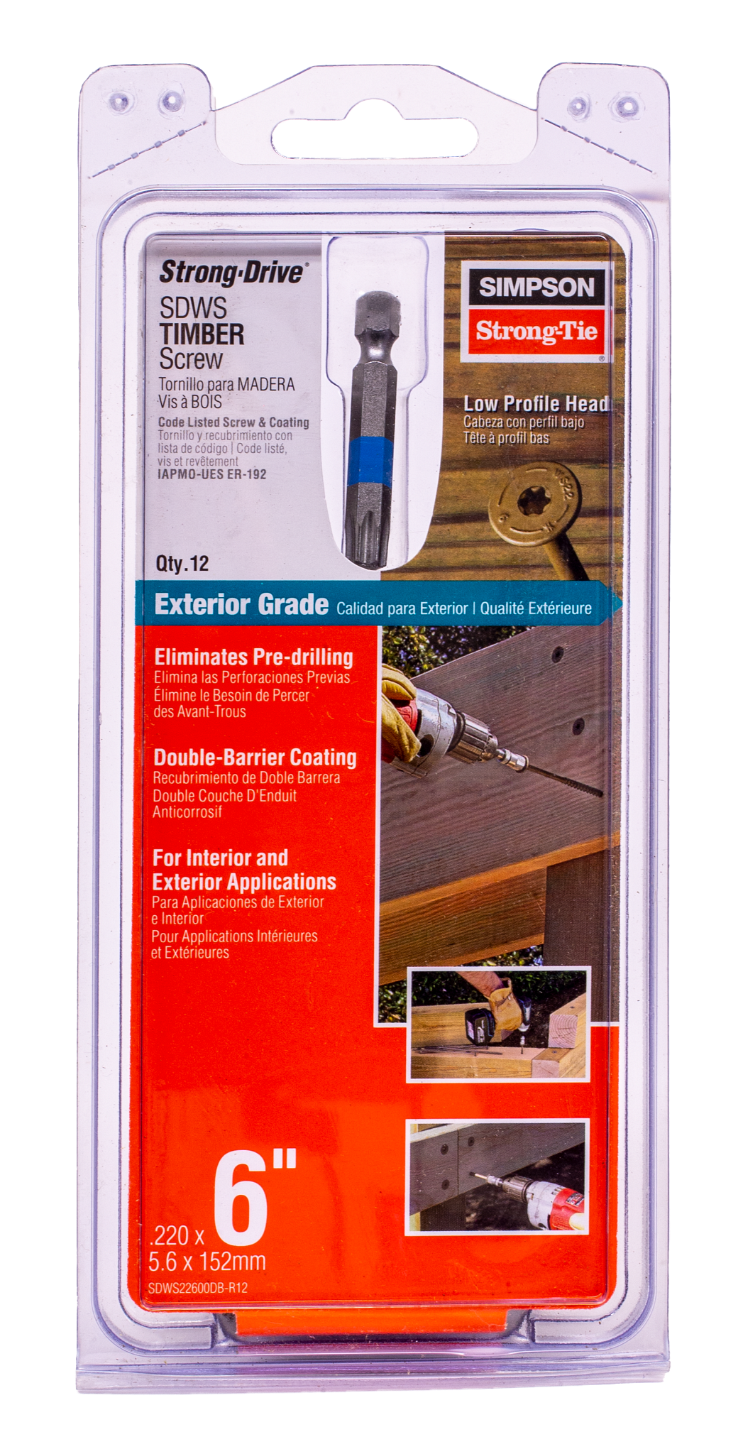 Simpson Strong-Tie SDWS22600DB-R12 Strong-Drive® SDWS™ TIMBER Screw (Exterior Grade) — 0.220 in. x 6 in. T40, Tan (12-Qty) (Pack of 645)