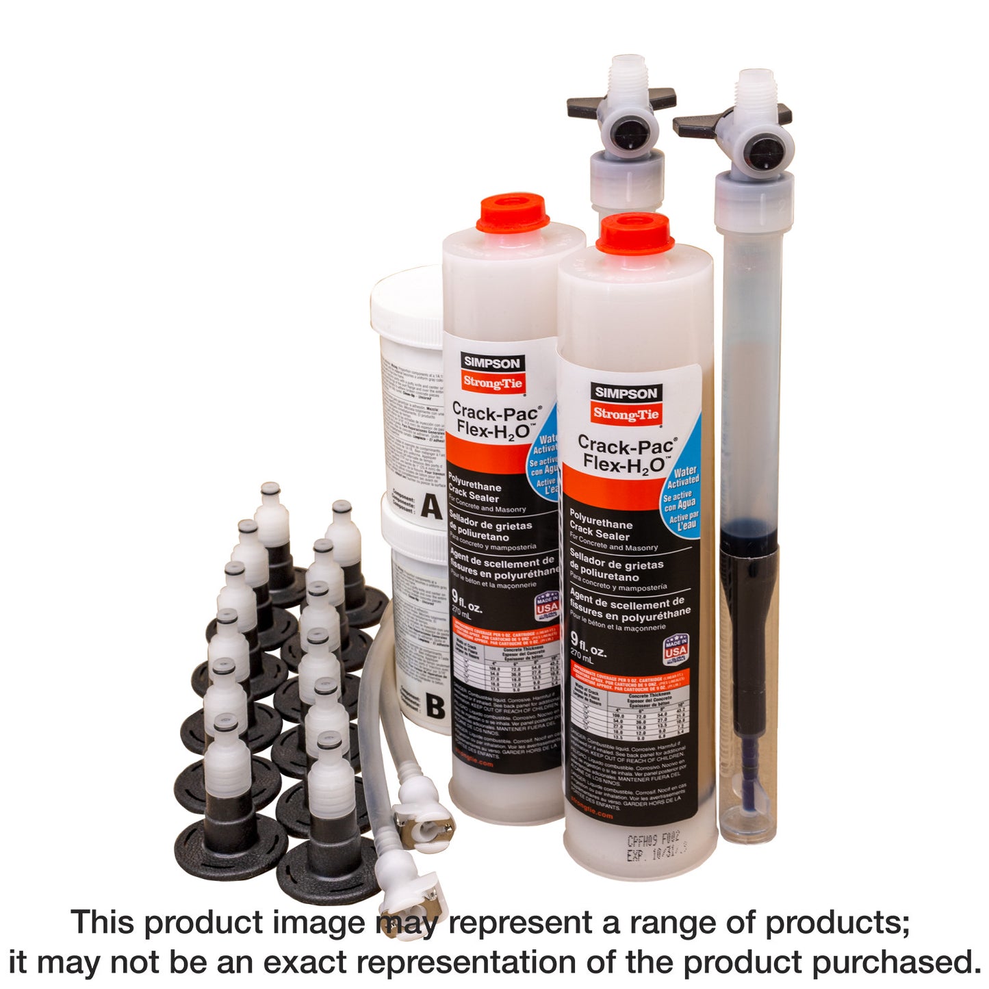 Simpson Strong-Tie CPFH09KT Crack-Pac® Flex-H2O™ 9 oz. Polyurethane Crack Sealer Injection Kit (2 Cartridges) (Pack of 2)