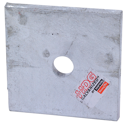 Simpson Strong-Tie BP 1/2-3HDG BP 3 in. x 3 in. Hot-Dip Galvanized Bearing Plate with 1/2 in. Bolt Dia. (Pack of 50)