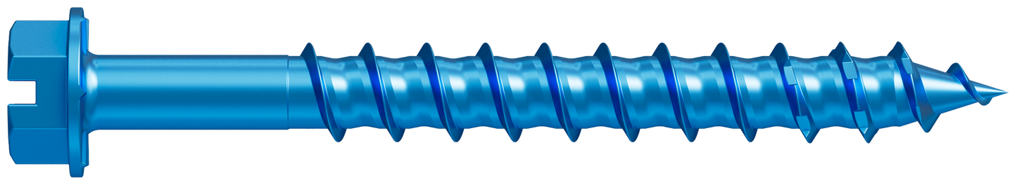 Simpson Strong-Tie TNT25214H Titen Turbo™ — 1/4 in. x 2-1/4 in. Hex-Head Concrete and Masonry Screw, Blue (100-Qty)