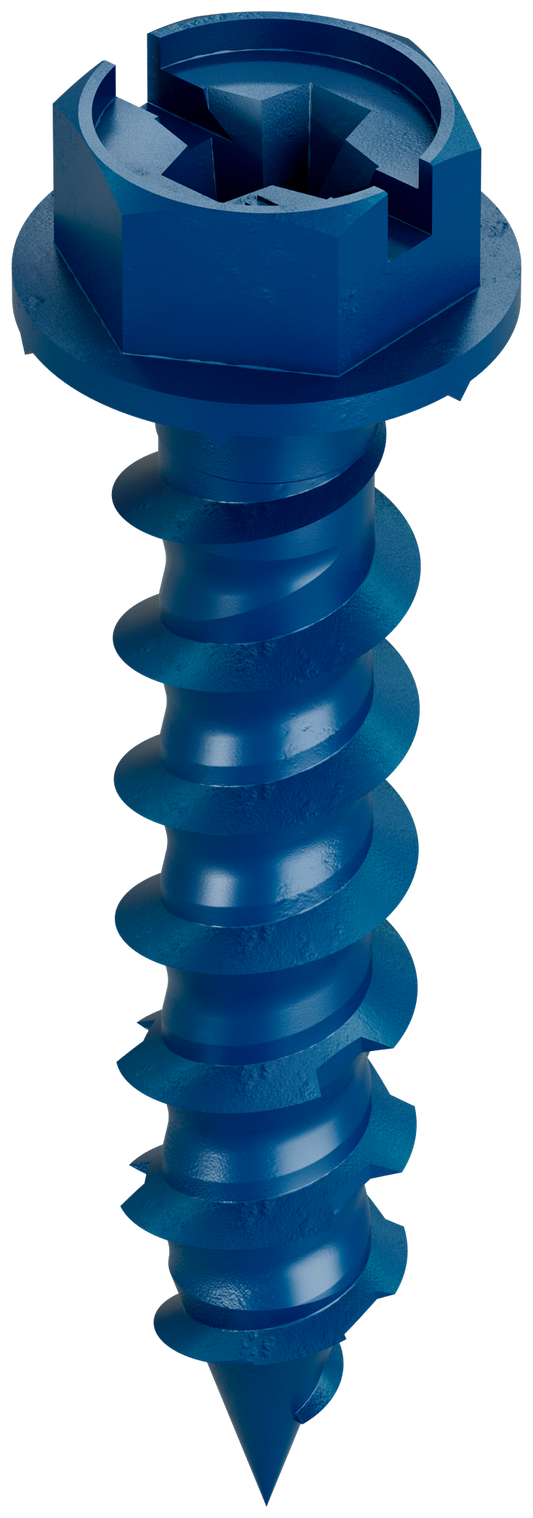 Simpson Strong-Tie TNT25114HB Titen Turbo™ — 1/4 in. x 1-1/4 in. Hex-Head Concrete and Masonry Screw, Blue (3000-Qty)