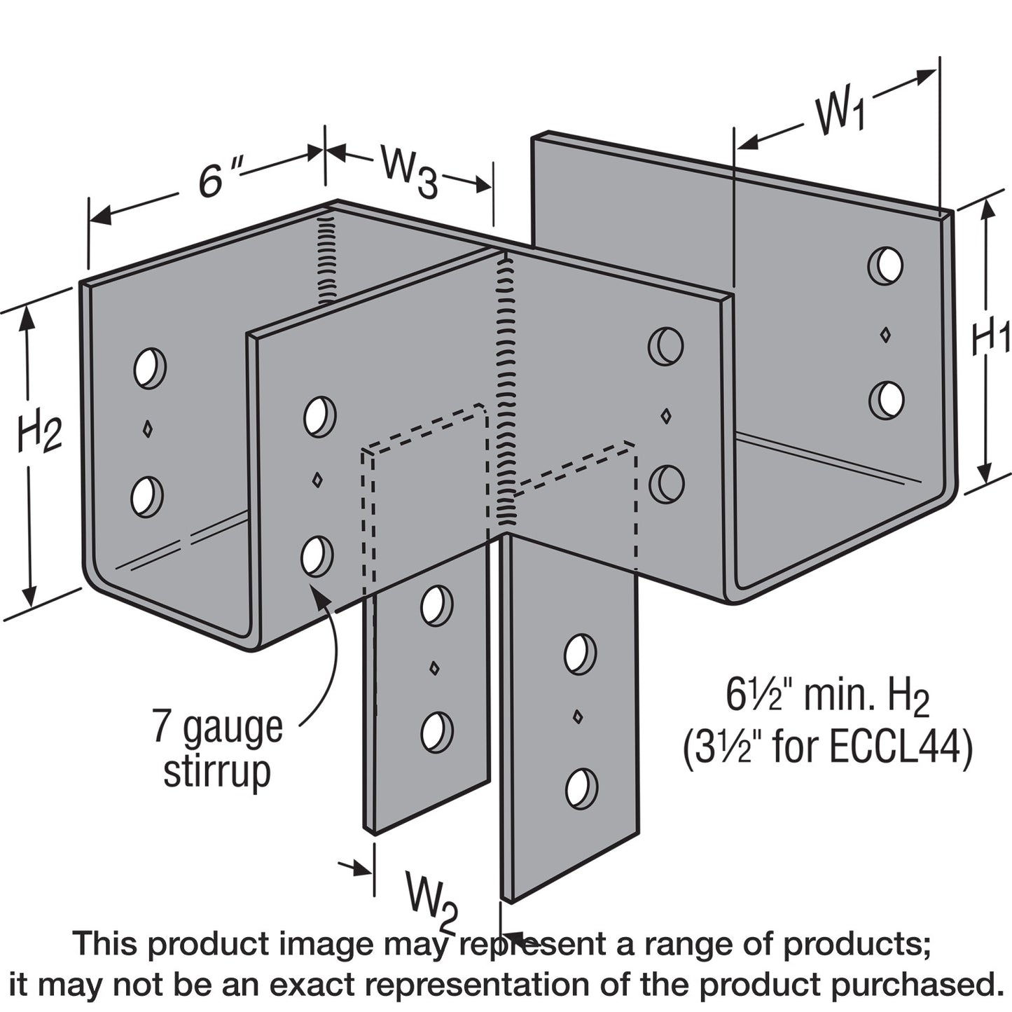 Simpson Strong-Tie ECCLL444 ECCLL L-Shape End Column Cap for 4x Beams, 4x Post, Skewed Left