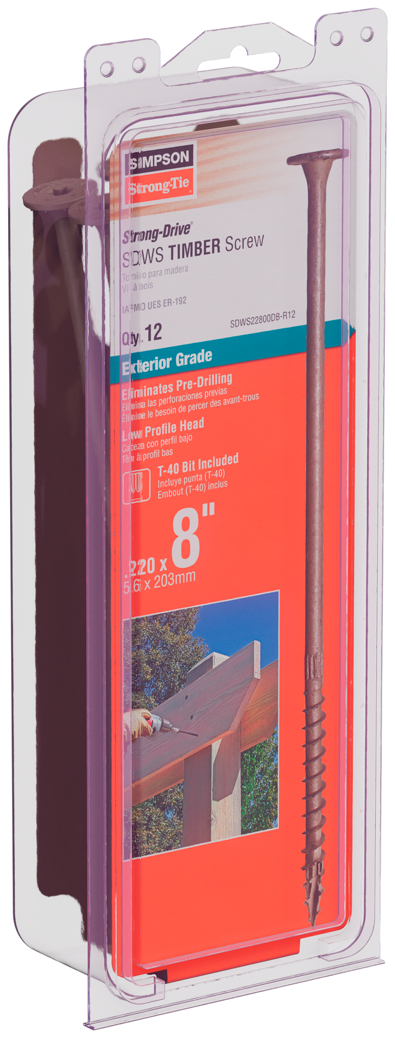 Simpson Strong-Tie SDWS22800DB-R12 Strong-Drive® SDWS™ TIMBER Screw (Exterior Grade) — 0.220 in. x 8 in. T40, Tan (12-Qty) (Pack of 645)
