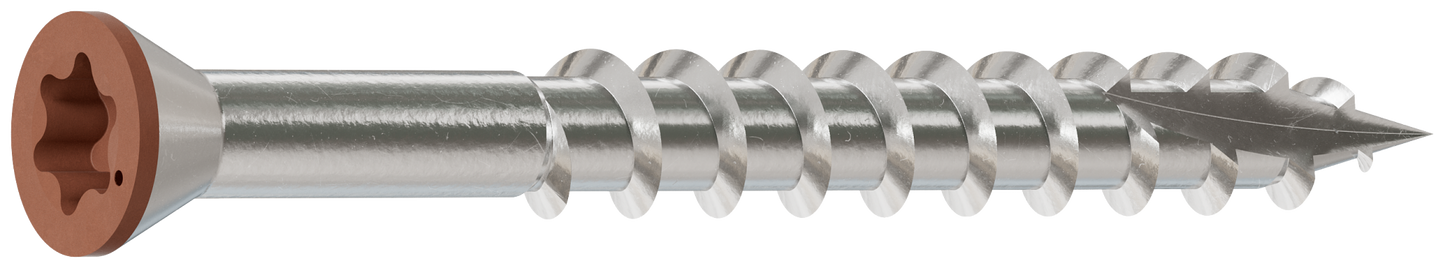 Simpson Strong-Tie T07162FT70TN03 Trim-Head Screw, 6-Lobe Drive — #7 x 1-5/8 in. T-15 Type 316, Tan 03 (70-Qty)