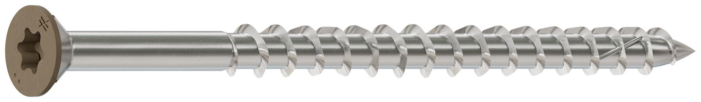 Simpson Strong-Tie S10300WPBBR05 Deck-Drive™ DWP WOOD SS Screw — #10 x 3 in. T-25, Flat Head, Type 305, Brown 05 (1750-Qty) (Pack of 64)