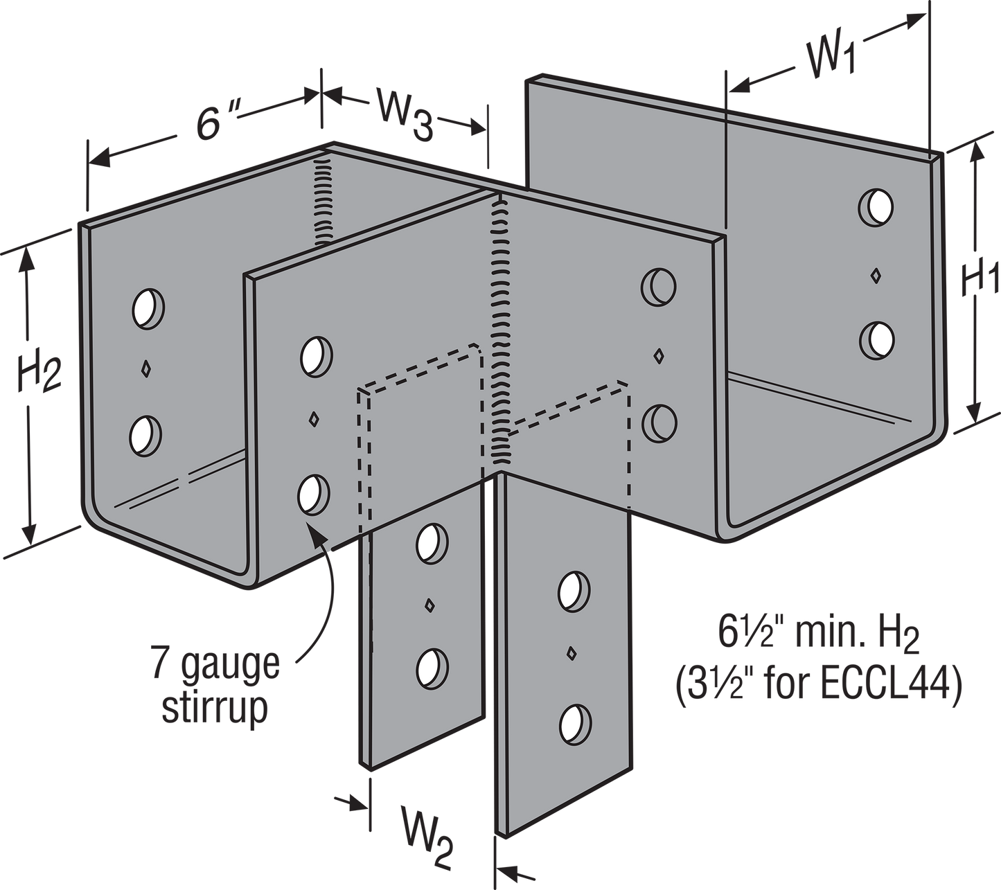 Simpson Strong-Tie ECCLL444 ECCLL L-Shape End Column Cap for 4x Beams, 4x Post, Skewed Left