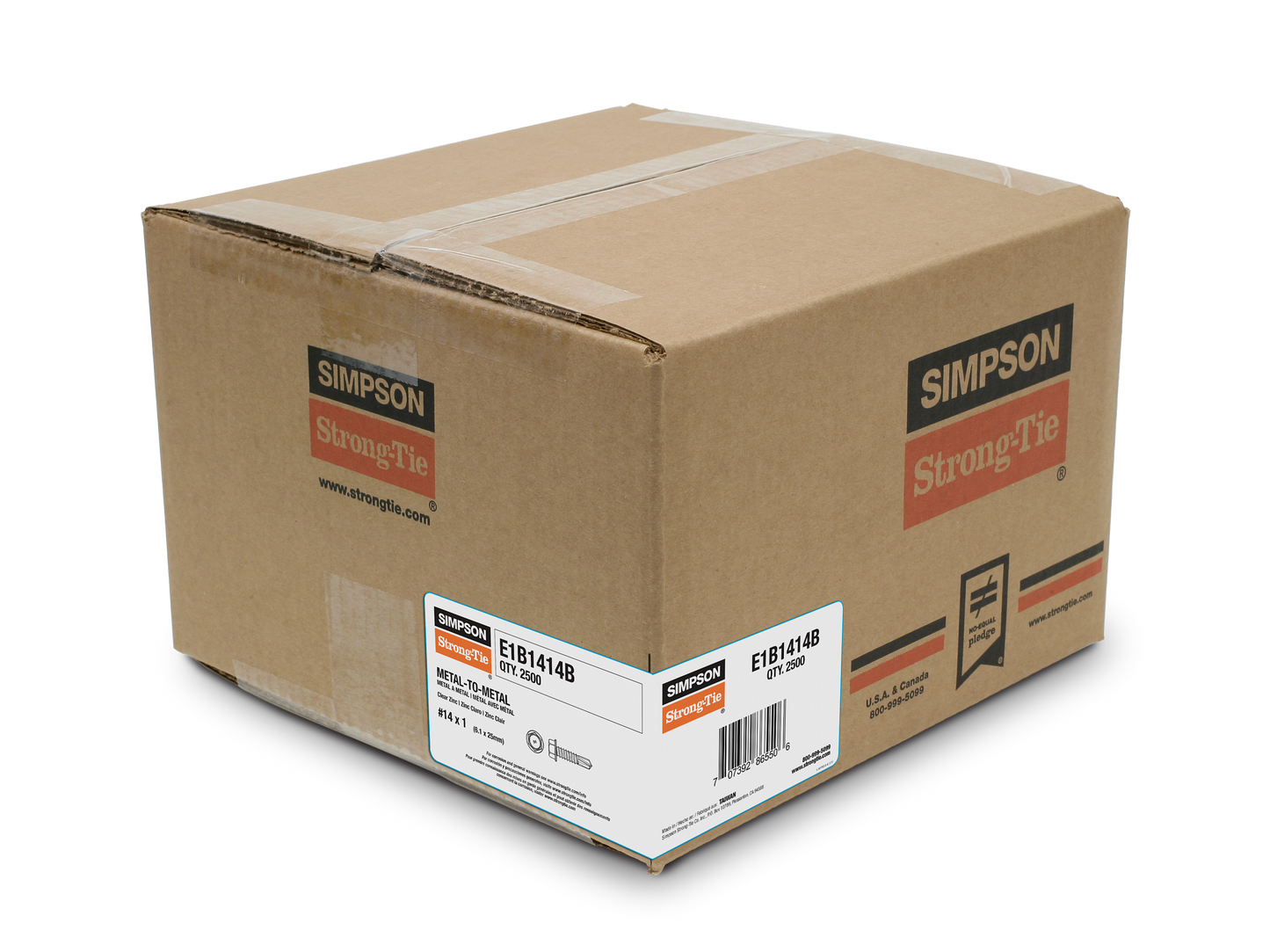 Simpson Strong-Tie E1B1414B Self-Drilling E Metal Screw — #14 x 1 in. 3/8-Hex, Clear Zinc (2500-Qty)