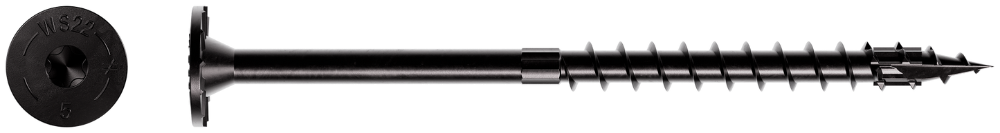 Simpson Strong-Tie SDWS22500DBBMB Strong-Drive® SDWS™ TIMBER Screw (Exterior Grade) — 0.220 in. x 5 in. T40, Black (250-Qty) (Pack of 64)