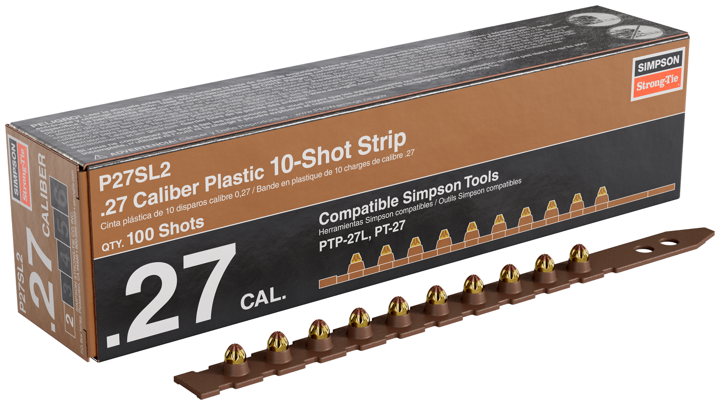 Simpson Strong-Tie P27SL2 P27SL 0.27-Caliber Plastic, 10-Shot Strip Load, Brown (100-Qty)