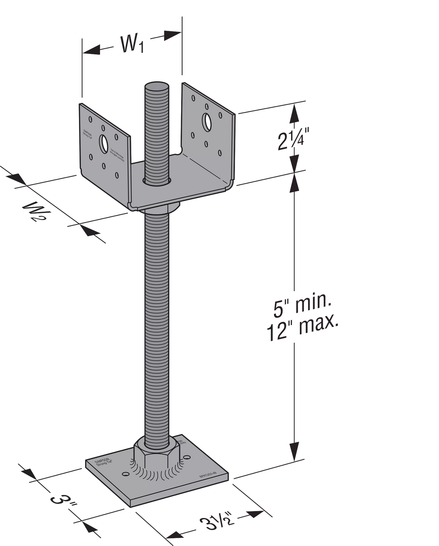 Simpson Strong-Tie PPBF44 PPBF™ Adjustable Porch Post Base for 4x4 (Pack of 8)