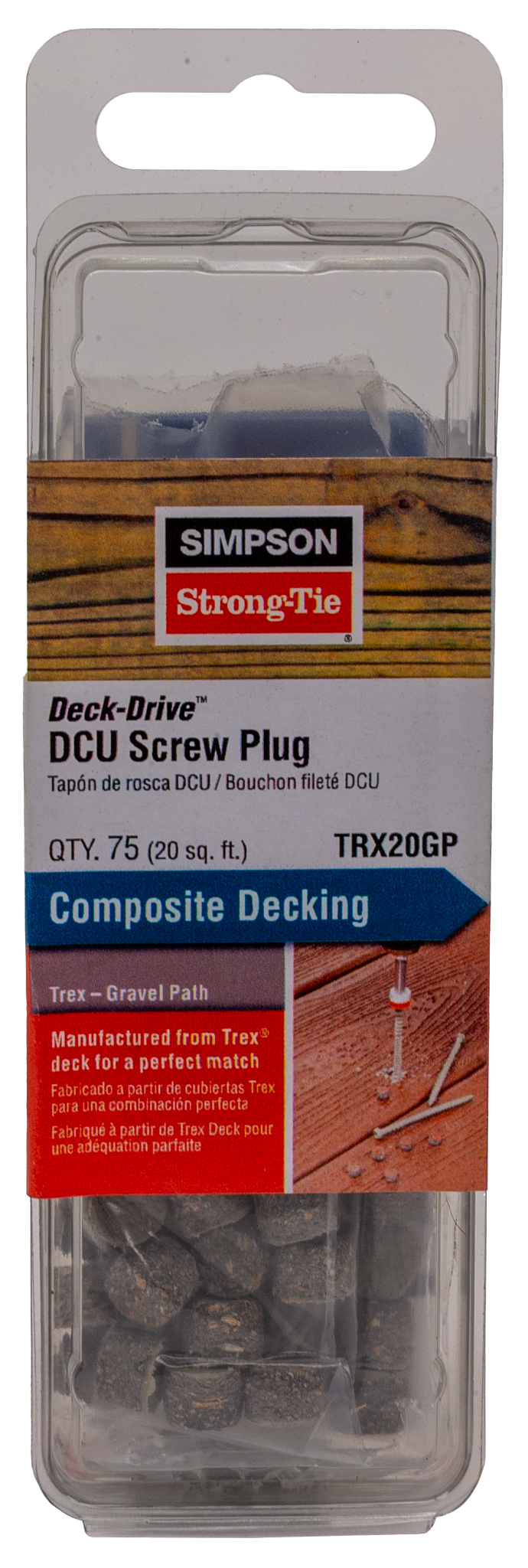 Simpson Strong-Tie TRX20GP Deck-Drive™ DCU Screw Plug — Trex Gravel Path (75-Qty) (Pack of 5)
