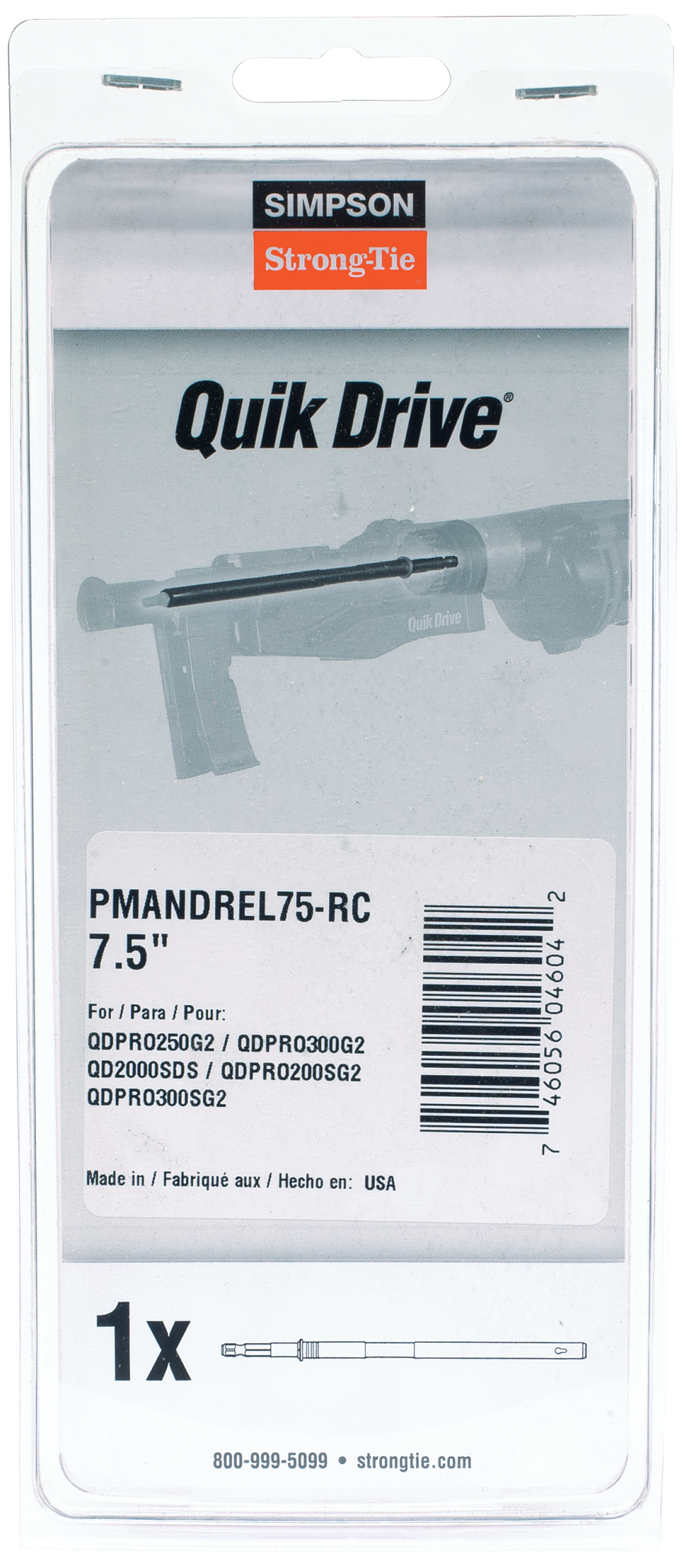 Simpson Strong-Tie PMANDREL75-RC Quik Drive® 7-1/2 in. Mandrel (Pack of 2000)