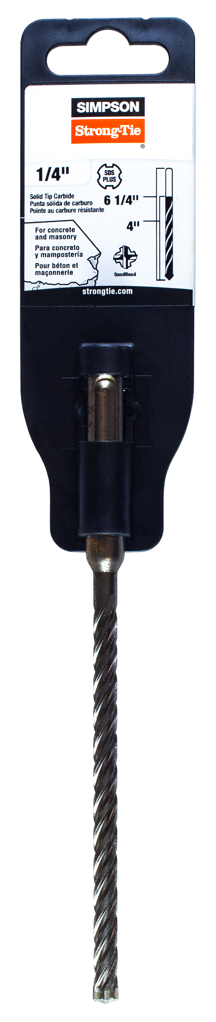 Simpson Strong-Tie MDPL02506S 1/4 in. x 6-1/4 in. SDS-plus® Shank Solid-Tip Carbide Drill Bit (Pack of 150)