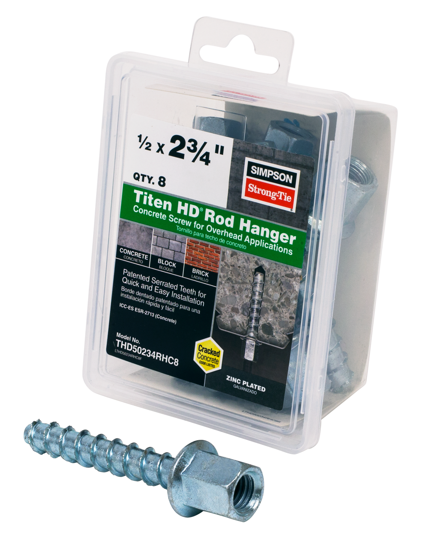 Simpson Strong-Tie THD50234RHC8 Titen HD® 3/8 in. x 2-3/4 in. Threaded Rod Hanger for 1/2 in. Rod (8-Qty) (Pack of 1152)