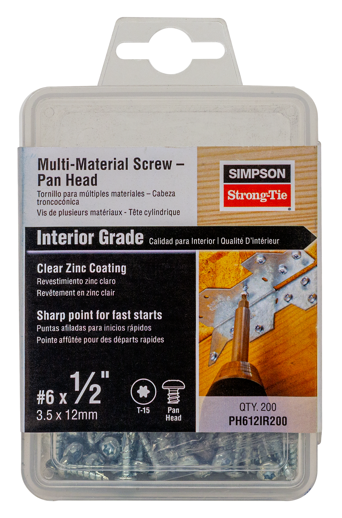 Simpson Strong-Tie PH612IR200 Multi-Material Screw — Pan Head #6 x 1/2 in. (200-Qty)