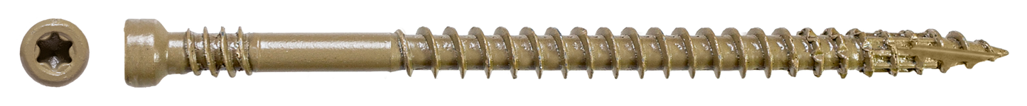 Simpson Strong-Tie FT07212R400 Finish Trim Screw — #7 x 2-1/2 in. T10, Trim-Head, Quik Guard®, Tan (400-Qty) (Pack of 6)