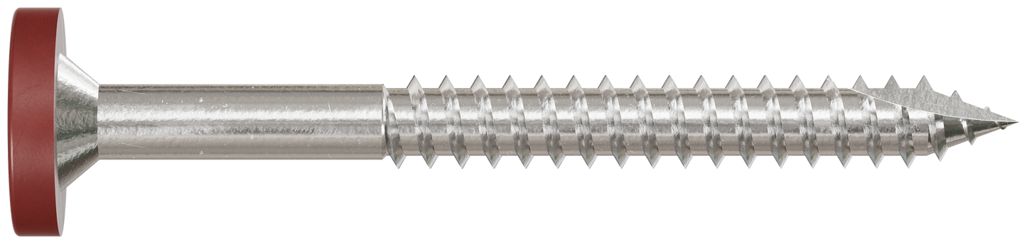 Simpson Strong-Tie T08175FS75RD01 Fascia Board Screw — #8 x 1-3/4 in. T-20 6-Lobe Pancake Head Type 316, Red 01 (75-Qty)