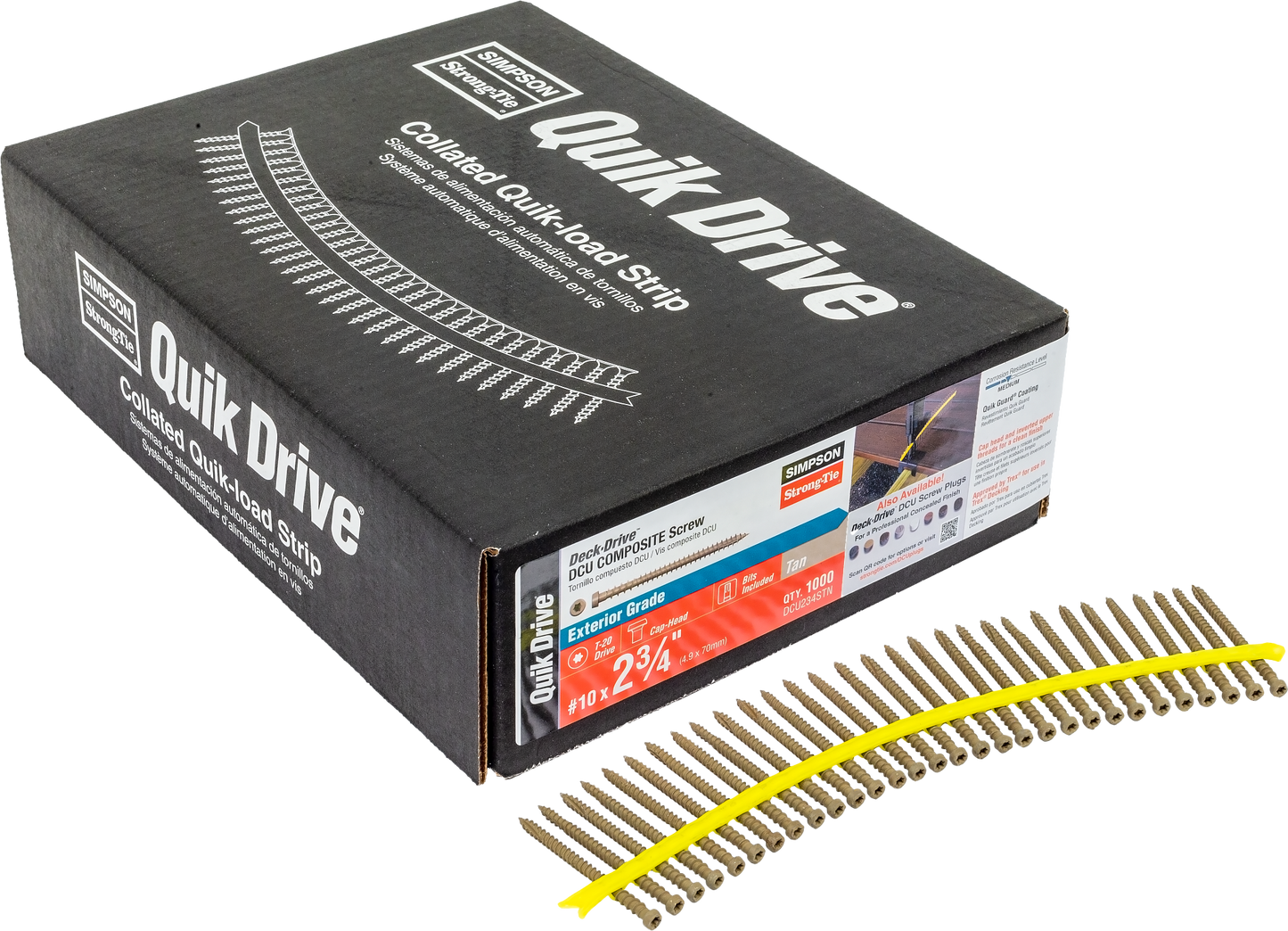 Simpson Strong-Tie DCU234STN Deck-Drive™ DCU COMPOSITE Screw (Collated) — #10 x 2-3/4 in. Quik Guard® Tan (1000-Qty)