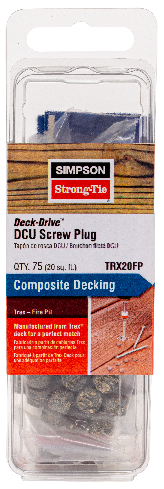 Simpson Strong-Tie TRX20FP Deck-Drive™ DCU Screw Plug — Trex Fire Pit (75-Qty)