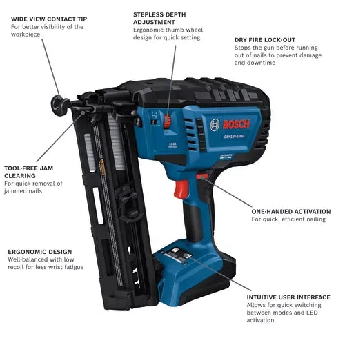 BOSCH GNH18V-16MAN 16-gauge Angled Finish Nail (Bare Tool)