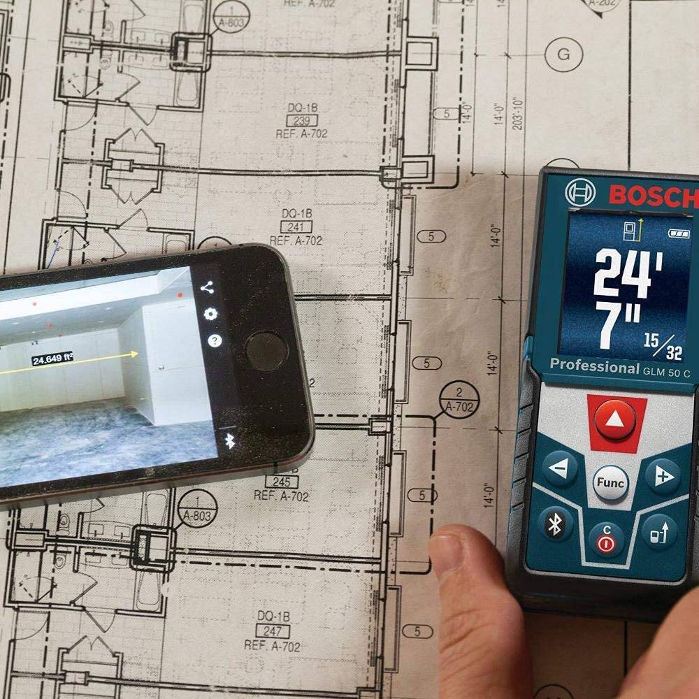 Bosch Bluetooth Laser Measure w/ Color Display and Inclinometer 165 - GLM50C