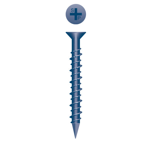 CF496 - Strongcon Phillips Flat Head, Hi-Low, Notched Threads, Diamond Point, Blue Ceramic Coating, 1/4 x 6, Box of 500