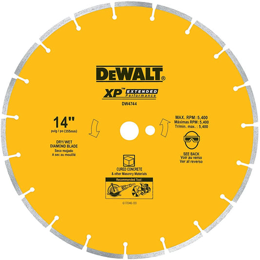 DEWALT DW4744 14-Inch Diamond Segmented Saw Blade with 1-Inch Arbor for Cured Concrete