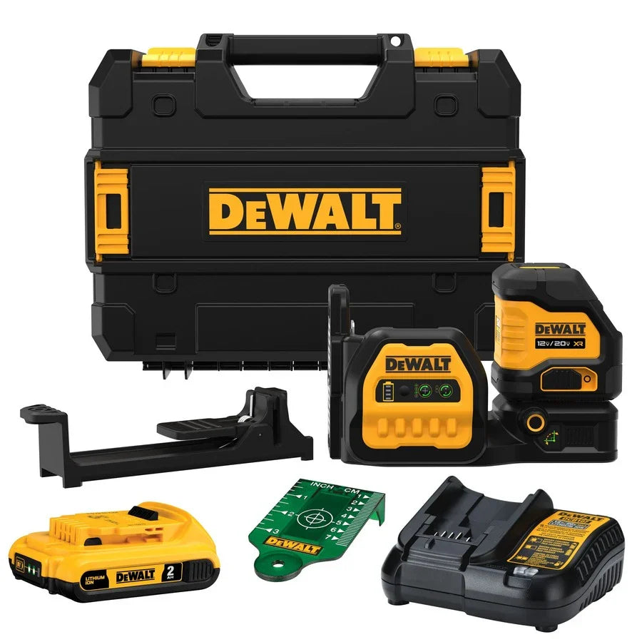 DEWALT DCLE34020G-QU 20V MAX* XR® Cordless Cross Line Green Laser Kit