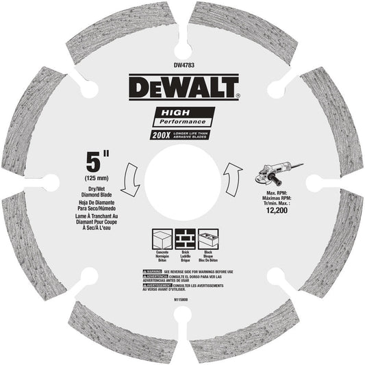DEWALT DW4783 5-Inch HP Segmented Diamond Blade