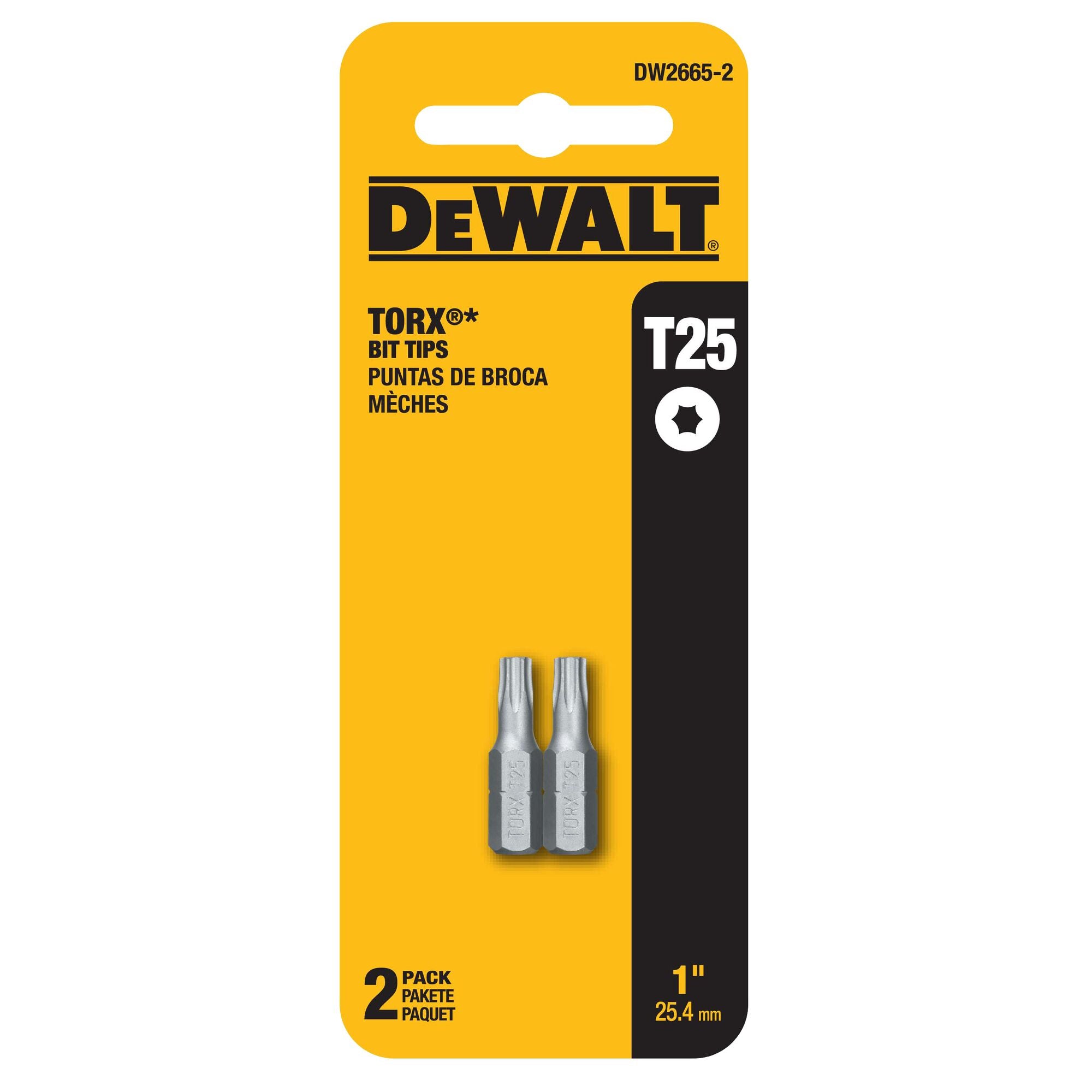 DeWalt DW2665 T25 Torx Power Bit 1 Per Card Silver
