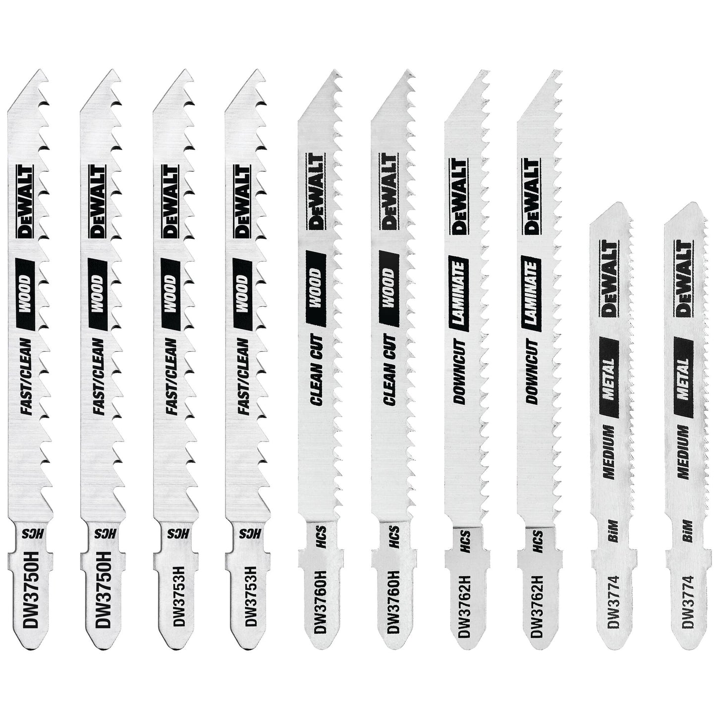 DeWalt DW3741C Jigsaw Blades Set With Case T-Shank 10-Piece