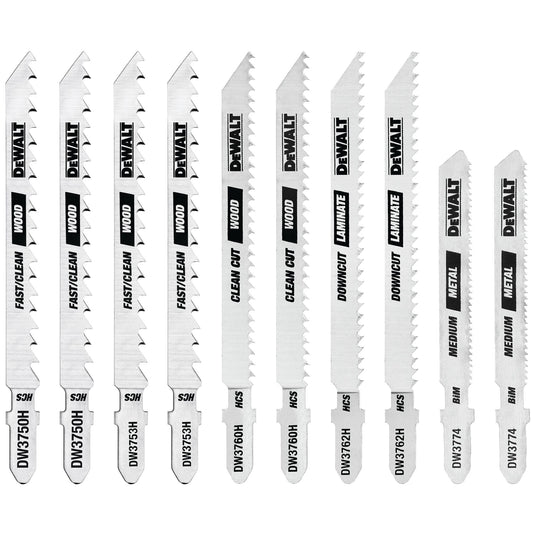 DeWalt DW3741C Jigsaw Blades Set With Case T-Shank 10-Piece