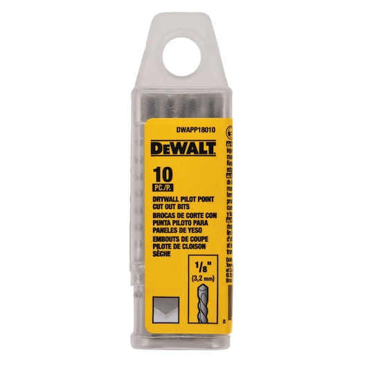 DEWALT DWAPP18010 1/8In Drywall Pilot Point Cut Out Bit 10 Pack