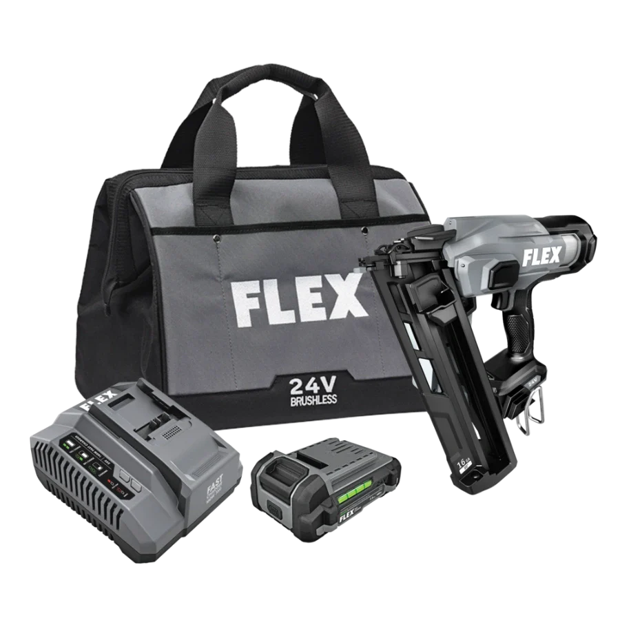 FLEX FX4321A-1A 16Ga Angled Nailer Kit (1x2.5Ah Battery+160W Charger)

