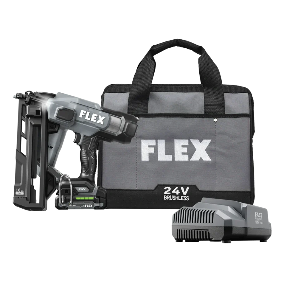 FLEX FX4321A-1A 16Ga Angled Nailer Kit (1x2.5Ah Battery+160W Charger)