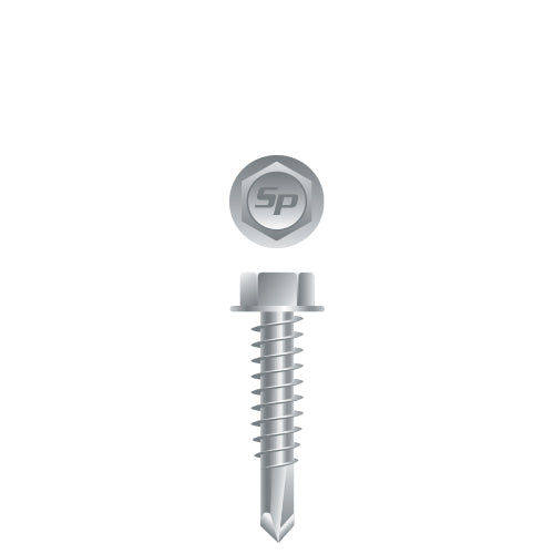H1448C - Strong-Point Unslotted Indented Hex Washer Head, Strong-Shield Coated, 14-14 x 3, #3 Point, Box of 1,000