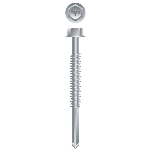 H548C - Strong-Point Unslotted Indented Hex Washer Head, Strong-Shield Coated, 1/4-20 x 8, #5 Point, Box of 250
