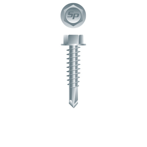 H612 - Strong-Point Unslotted Indented Hex Washer Head, Zinc Plated, 6-20 x 3/4, #2 Point, Box of 10,000