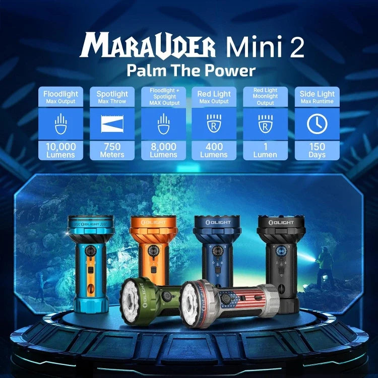 OLIGHT MARAUDERMINI2SSS Marauder Mini 2 Compact Powerful Flashlight -Stonewashed Stars and Strips