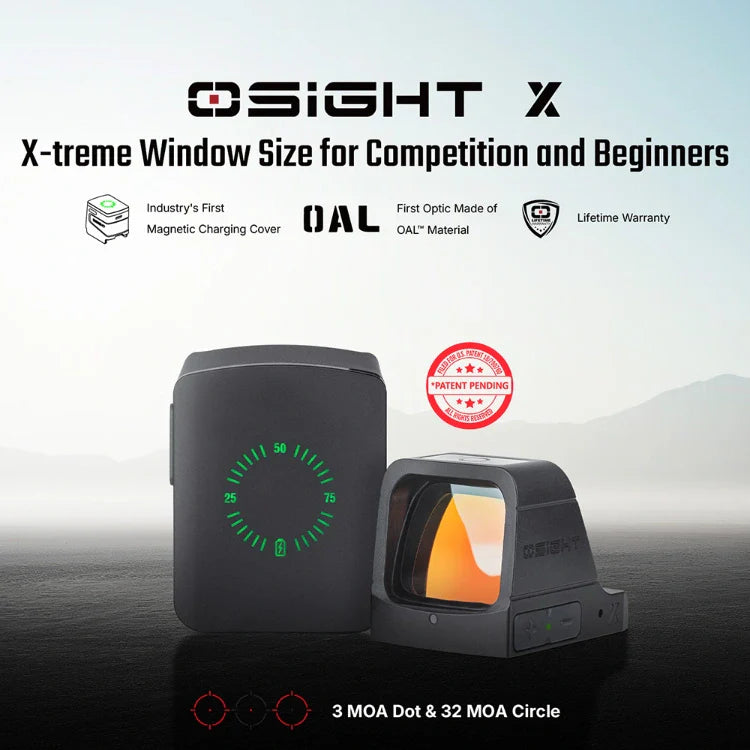 OLIGHT OSIGHTXRDDOTBK Osight X 3 MOA Dot & 32 MOA Circle with OAL Material - Black