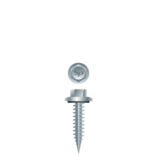 PGA1716 - Strong-Point Unslotted Indented Hex Flange Washer Head w/Washer, Type AB, Strong Shield Coated, 17-14 x 1, 3/8 A.F., Box of 2,000