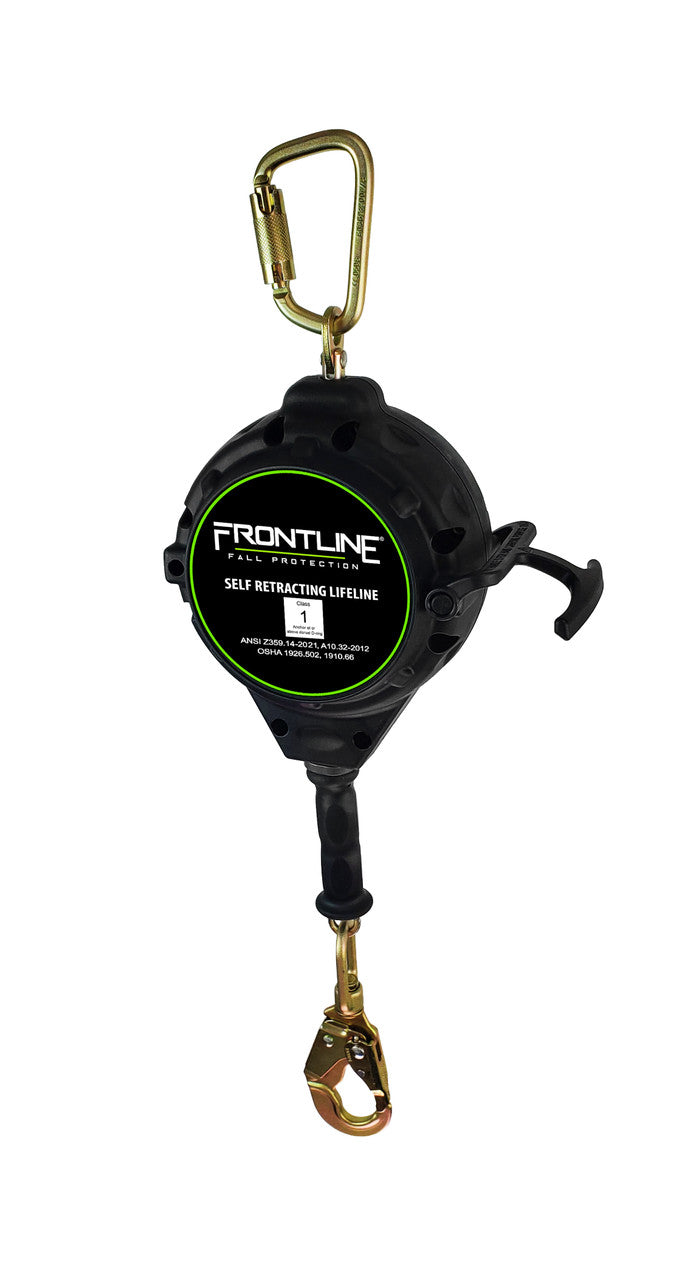 Frontline RPG20 20' Cable Single Leg SRL with Steel Snap Hook End with Carry on Handle and Tagline