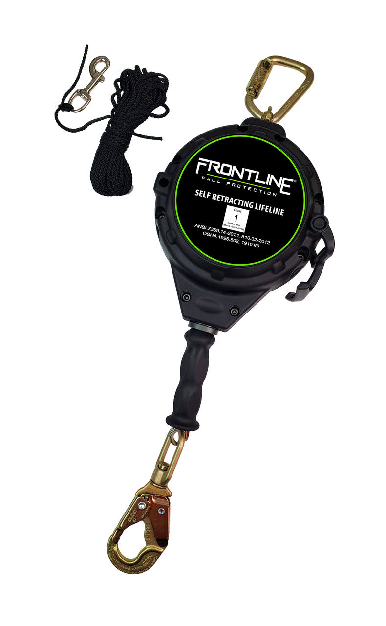 Frontline RPG20 20' Cable Single Leg SRL with Steel Snap Hook End with Carry on Handle and Tagline