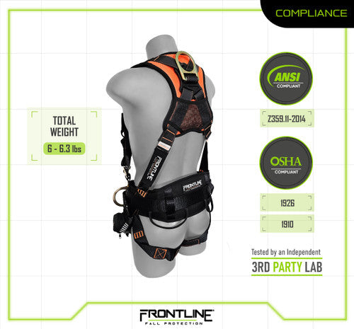 Frontline 100CTB Combat Construction Full Body Harness with Tongue Buckle Legs and Trauma Straps 3X/4X