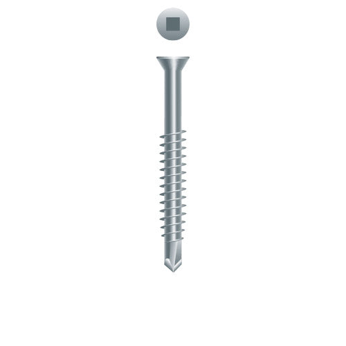 T3QZ - Strong-Point Square Drive Trim Head, Zinc Plated, 8-18 x 3, #2 Point, Box of 2,000