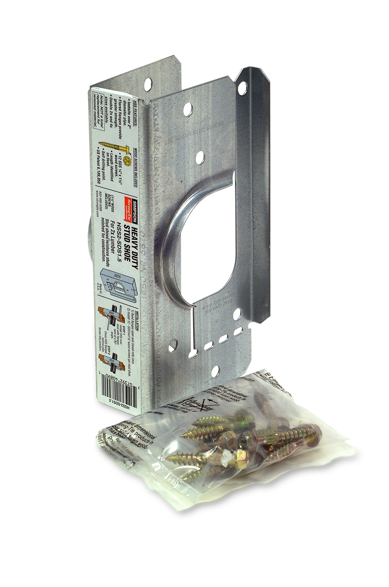 Simpson Strong-Tie HSS2-SDS1.5 HSS Galvanized Stud Shoe for 2x, with Strong-Drive® SDS Screws
